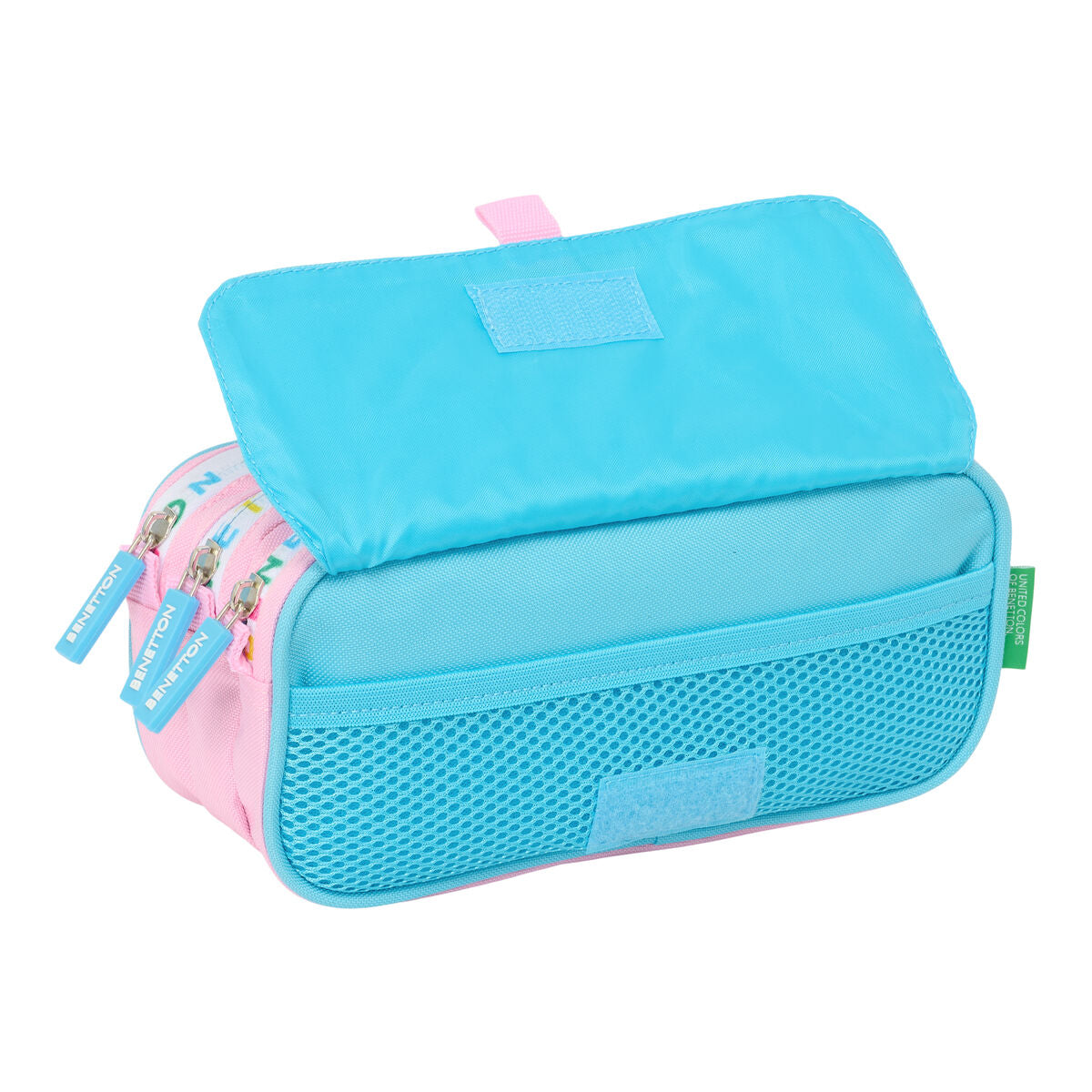 Penar triplu Benetton Unique Roz Turquoise 21,5 x 10 x 8 cm - Birou și papetărie, Material școlar și educațional