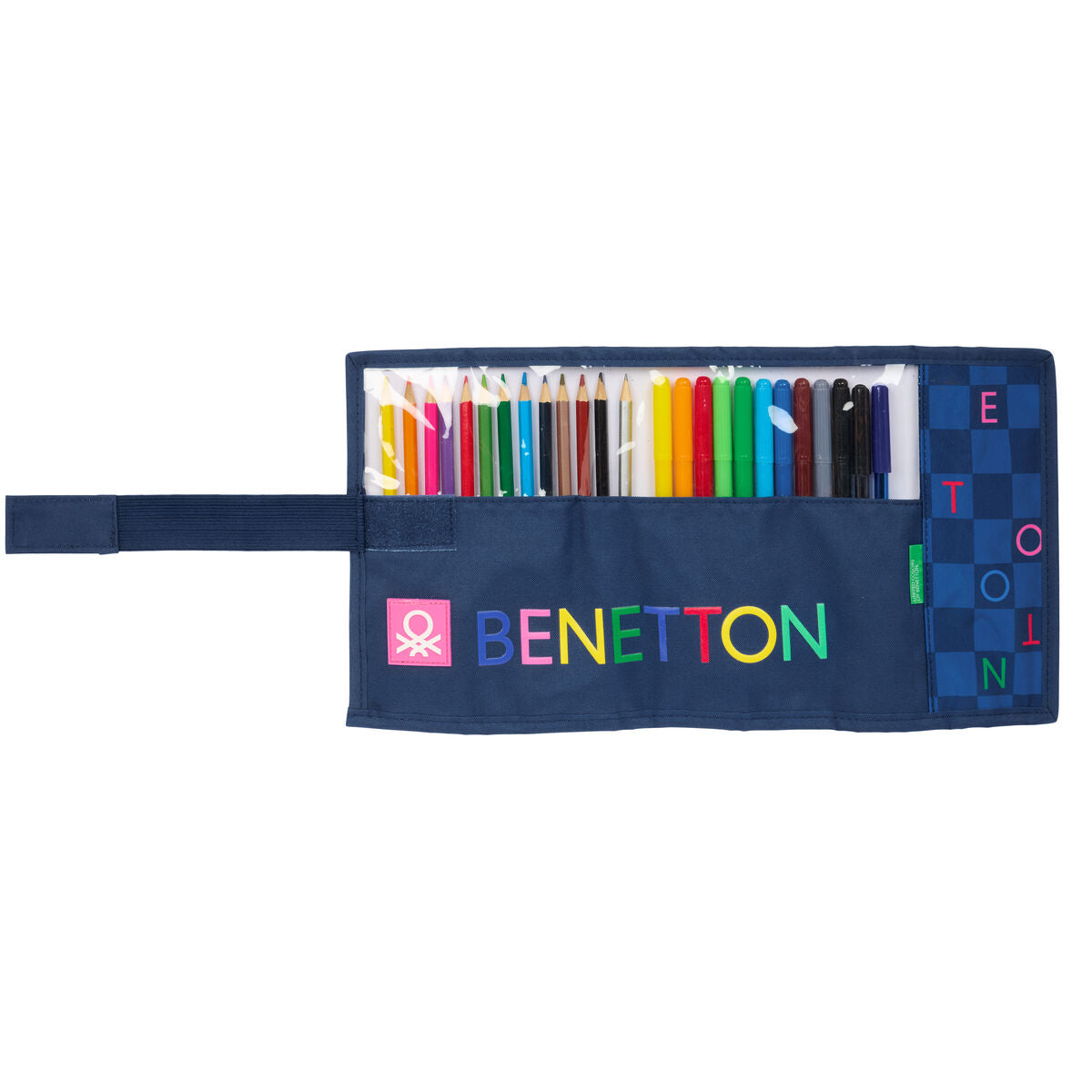 Geantă Universală Benetton Damero Bleumarin 7 x 20 x 7 cm 27 Piese - Birou și papetărie, Material școlar și educațional