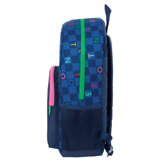 Ghiozdan Benetton Damero Bleumarin 30 x 46 x 14 cm - Birou și papetărie, Material școlar și educațional