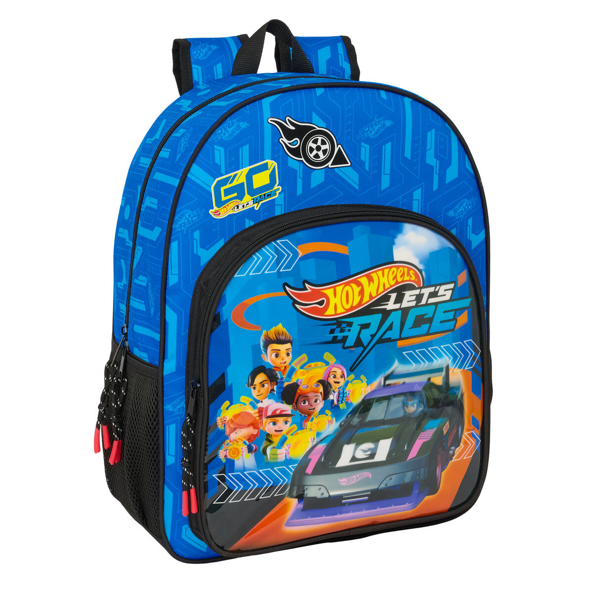 Ghiozdan Hot Wheels Let's race Albastru Negru 33 x 42 x 14 cm - Birou și papetărie, Material școlar și educațional