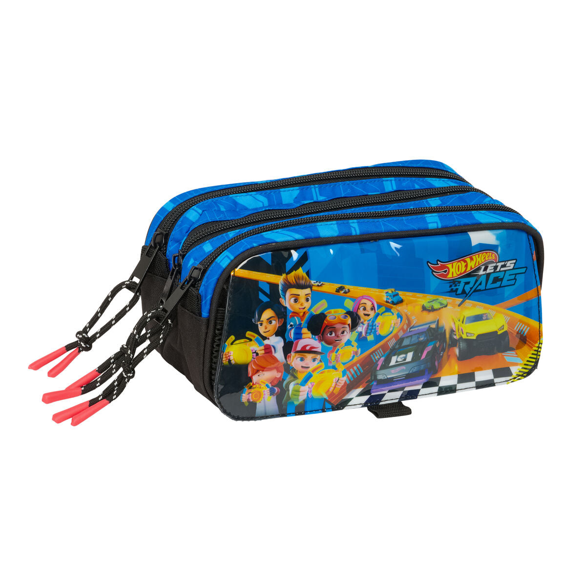 Penar triplu Hot Wheels Let's race Albastru Negru 21,5 x 10 x 8 cm - Birou și papetărie, Material școlar și educațional