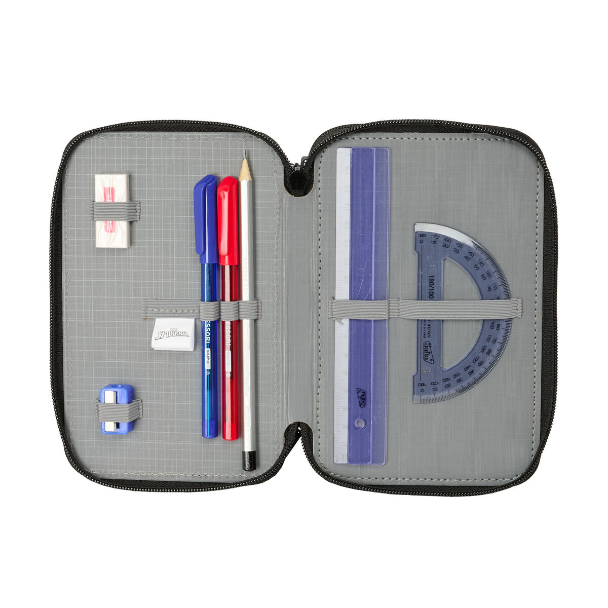Penar cu Accesorii Spider-Man Attack Negru 12,5 x 19,5 x 5,5 cm 37 Piese - Birou și papetărie, Material școlar și educațional