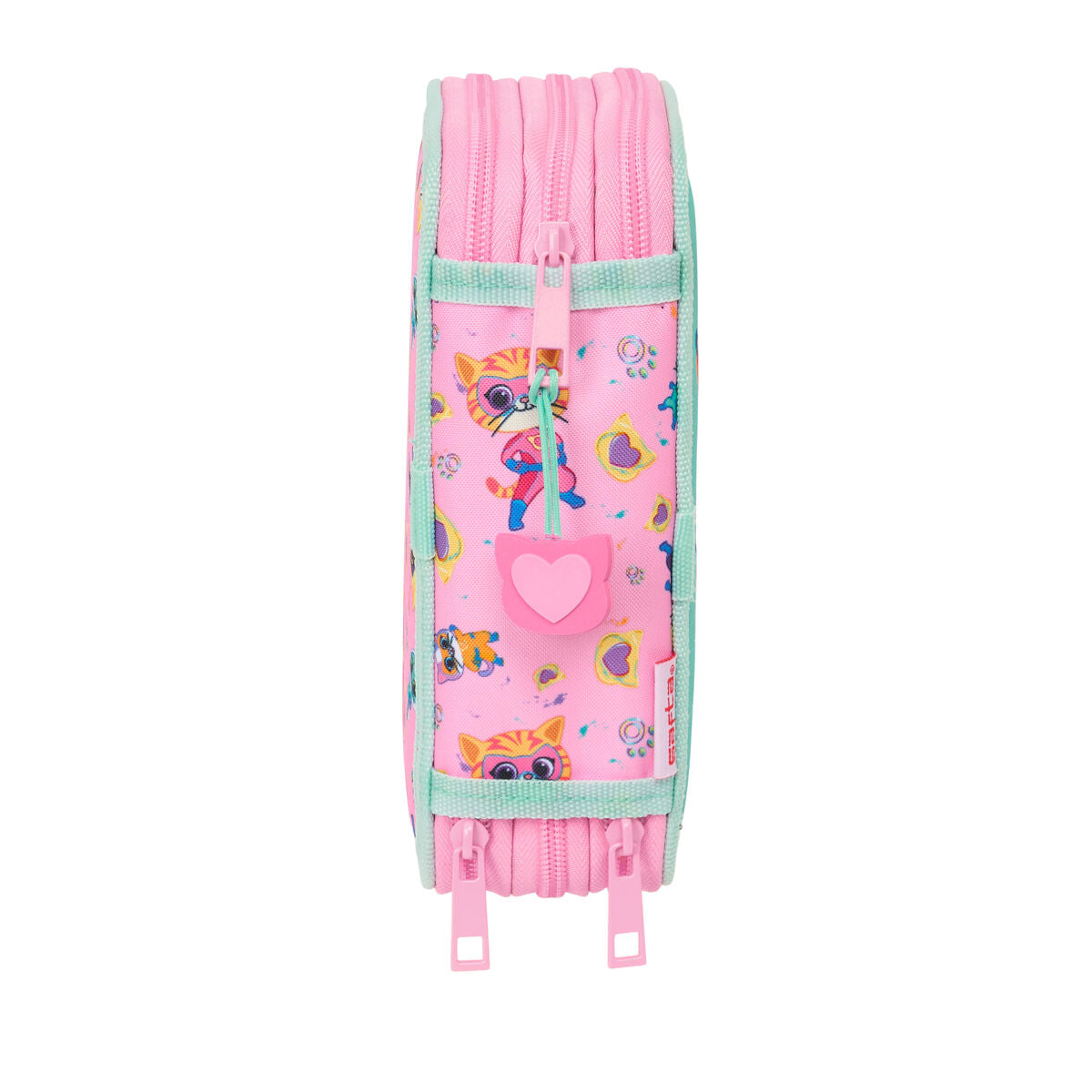 Penar Triplu SuperKitties Roz Turquoise 12,5 x 19,5 x 5,5 cm 37 Piese - Birou și papetărie, Material școlar și educațional