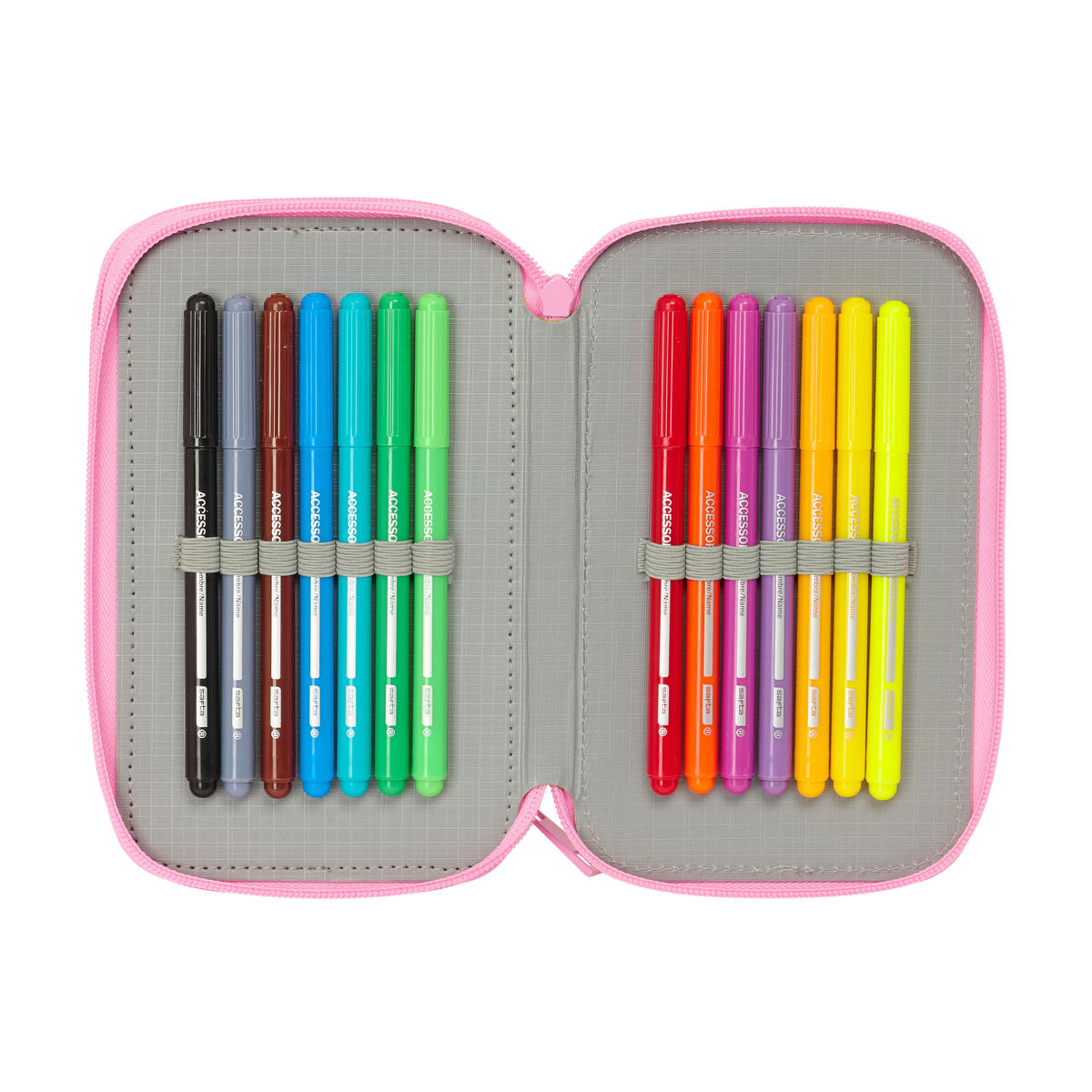 Penar Triplu SuperKitties Roz Turquoise 12,5 x 19,5 x 5,5 cm 37 Piese - Birou și papetărie, Material școlar și educațional