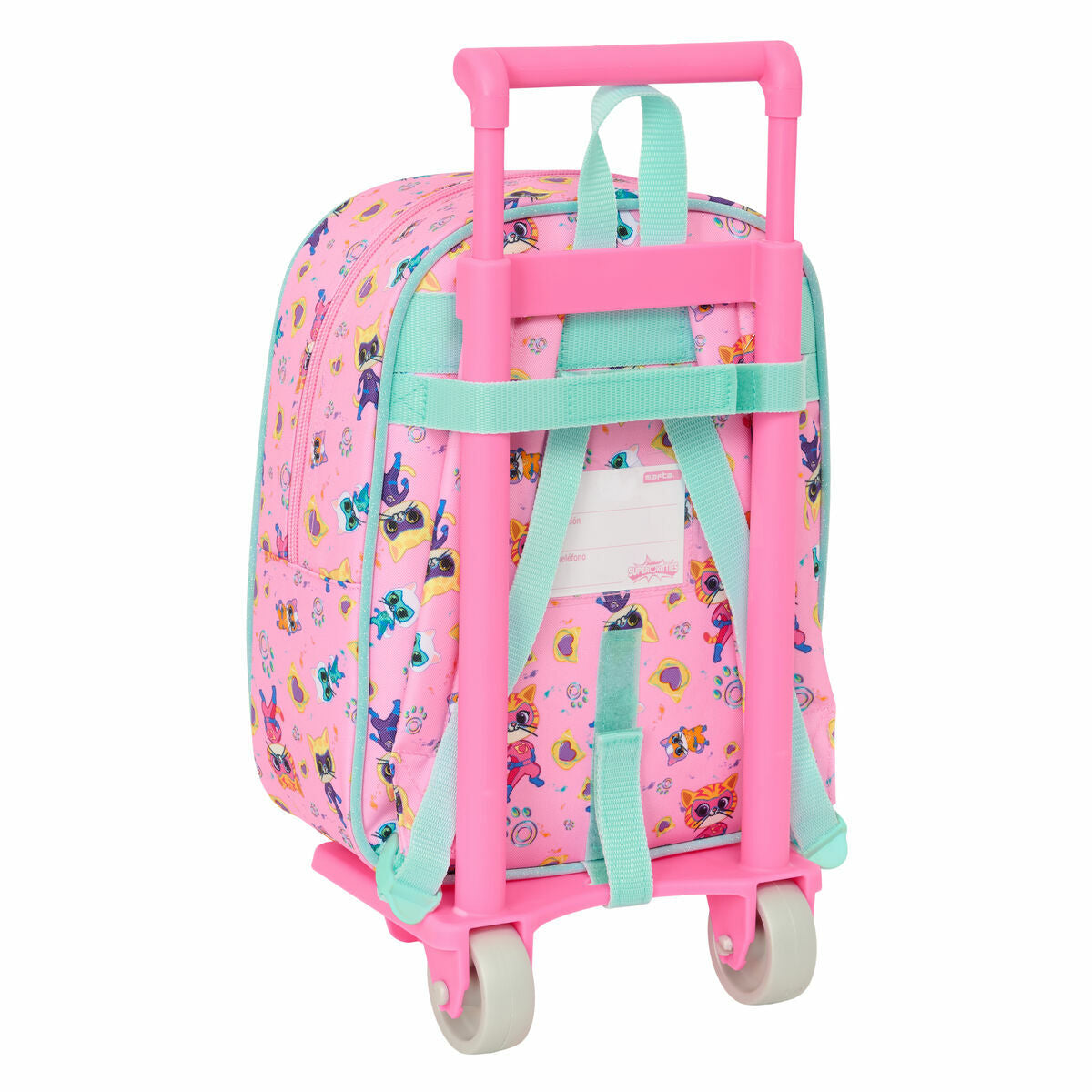 Ghiozdan cu Roți SuperKitties Roz Turquoise 22 x 27 x 10 cm - Birou și papetărie, Material școlar și educațional