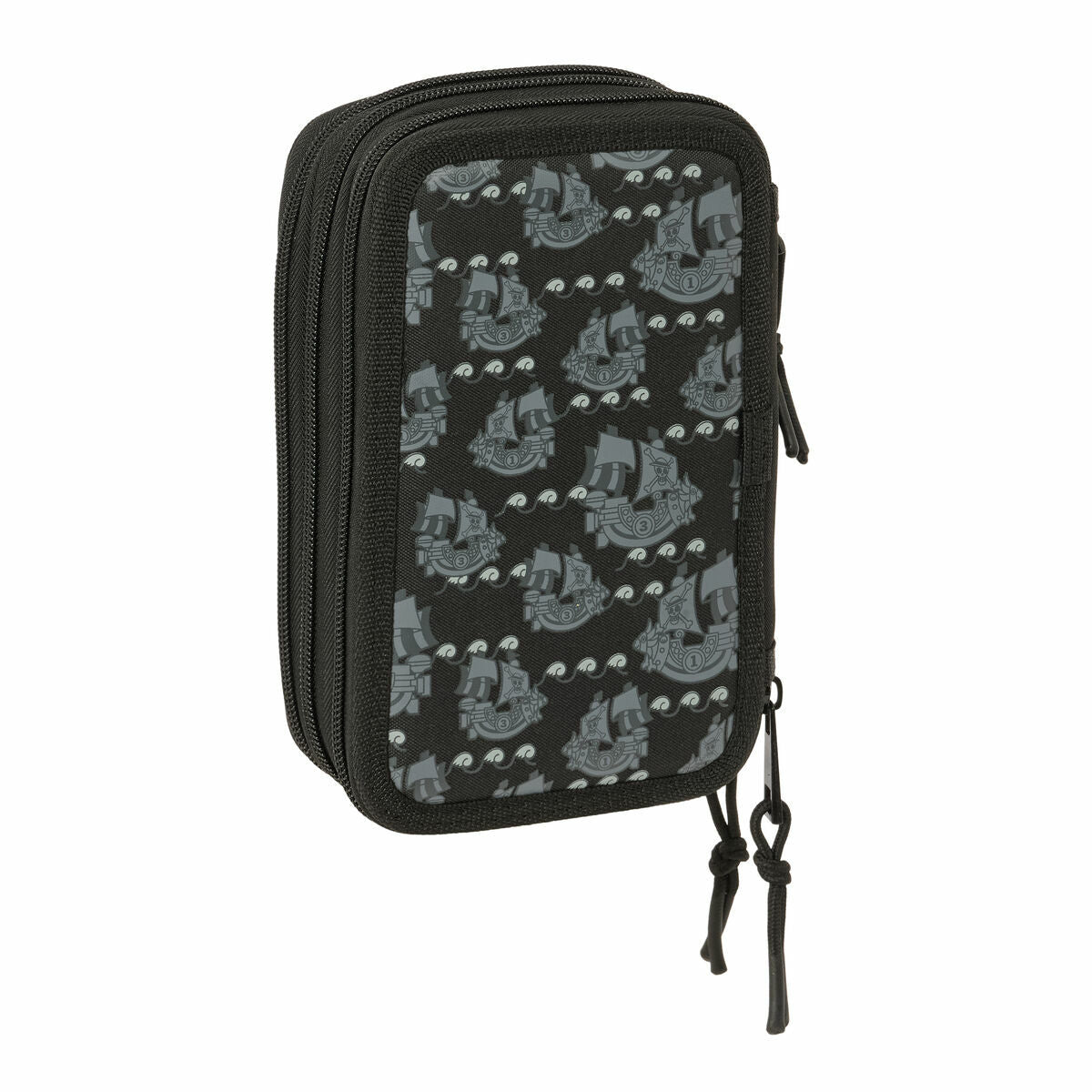 Penar Triplu One Piece Pirates Negru 12,5 x 19,5 x 5,5 cm 37 Piese - Birou și papetărie, Material școlar și educațional