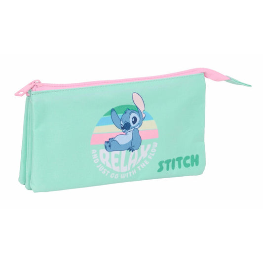 Penar triplu Stitch Verde 22 x 12 x 3 cm - Birou și papetărie, Material școlar și educațional