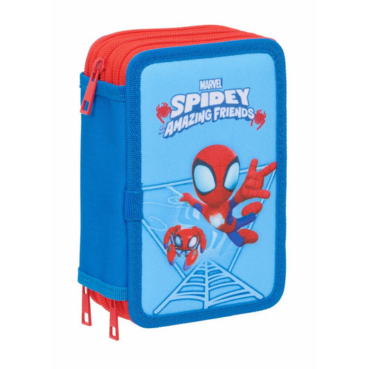 Penar Triplu Spidey Albastru 12,5 x 19,5 x 5,5 cm 37 Piese - Birou și papetărie, Material școlar și educațional