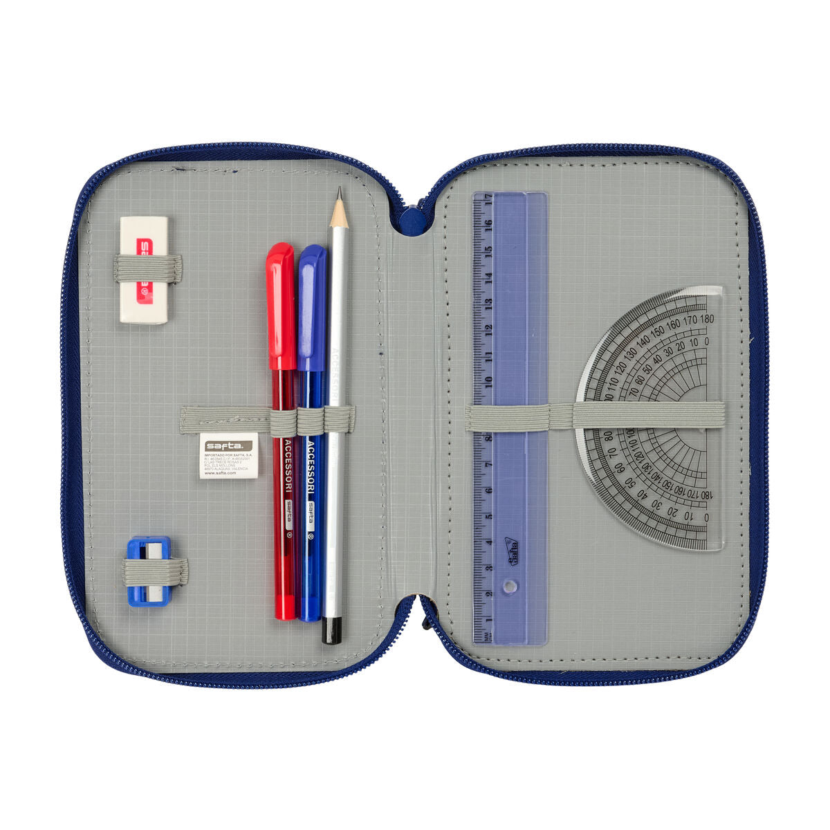 Penar Triplu F.C. Barcelona Bleumarin 12,5 x 19,5 x 5,5 cm 37 Piese - Birou și papetărie, Material școlar și educațional