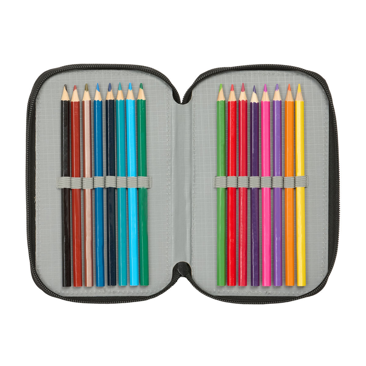 Penar Triplu Naruto Negru 12,5 x 19,5 x 5,5 cm 37 Piese - Birou și papetărie, Material școlar și educațional