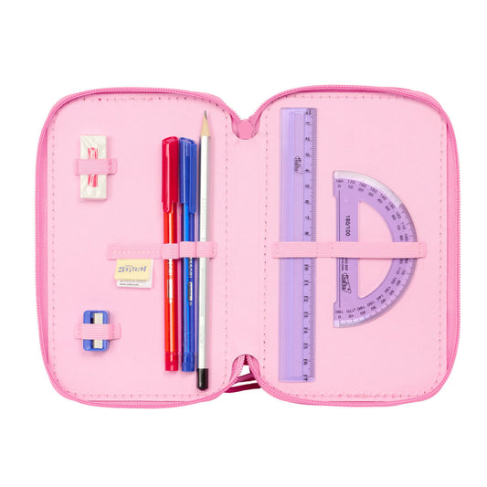 Penar Triplu Lilo & Stitch Chill Roz Mentă 12,5 x 19,5 x 5,5 cm 37 Piese - Birou și papetărie, Material școlar și educațional