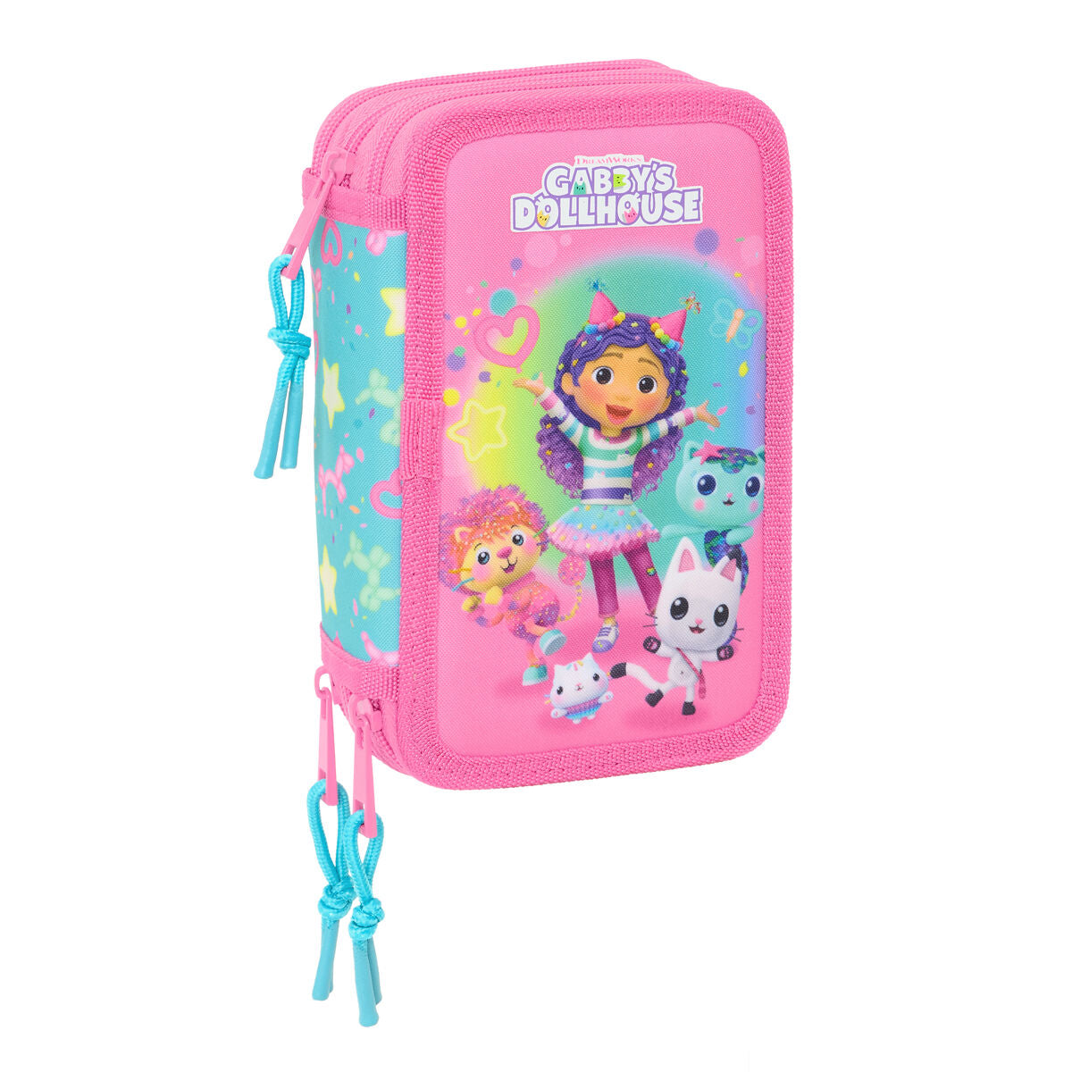 Geantă Universală Gabby's Dollhouse Confetti Roz Turquoise 12,5 x 19,5 x 5,5 cm 37 Piese - Birou și papetărie, Material școlar și educațional