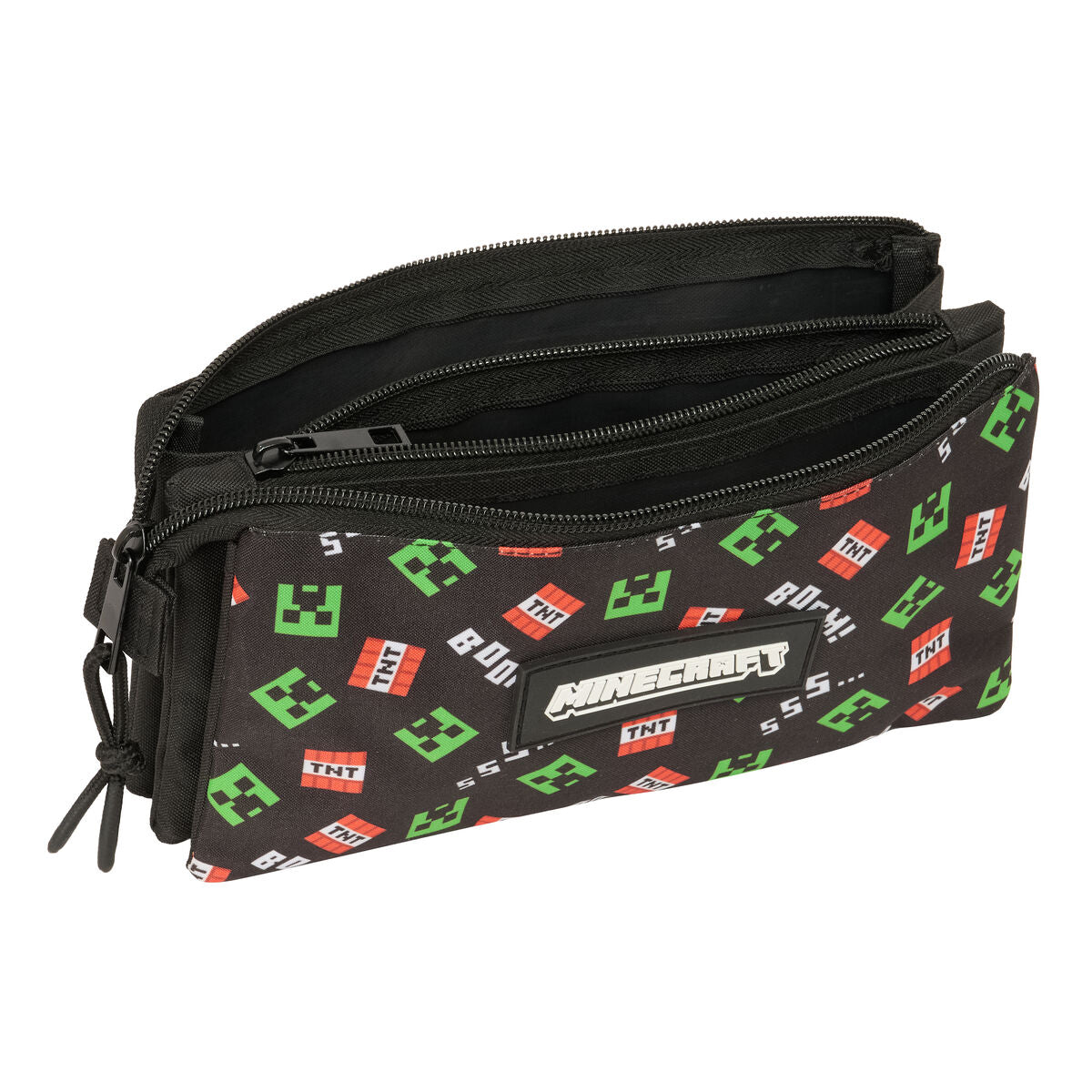 Penar triplu Minecraft Negru 22 x 12 x 3 cm - Birou și papetărie, Material școlar și educațional