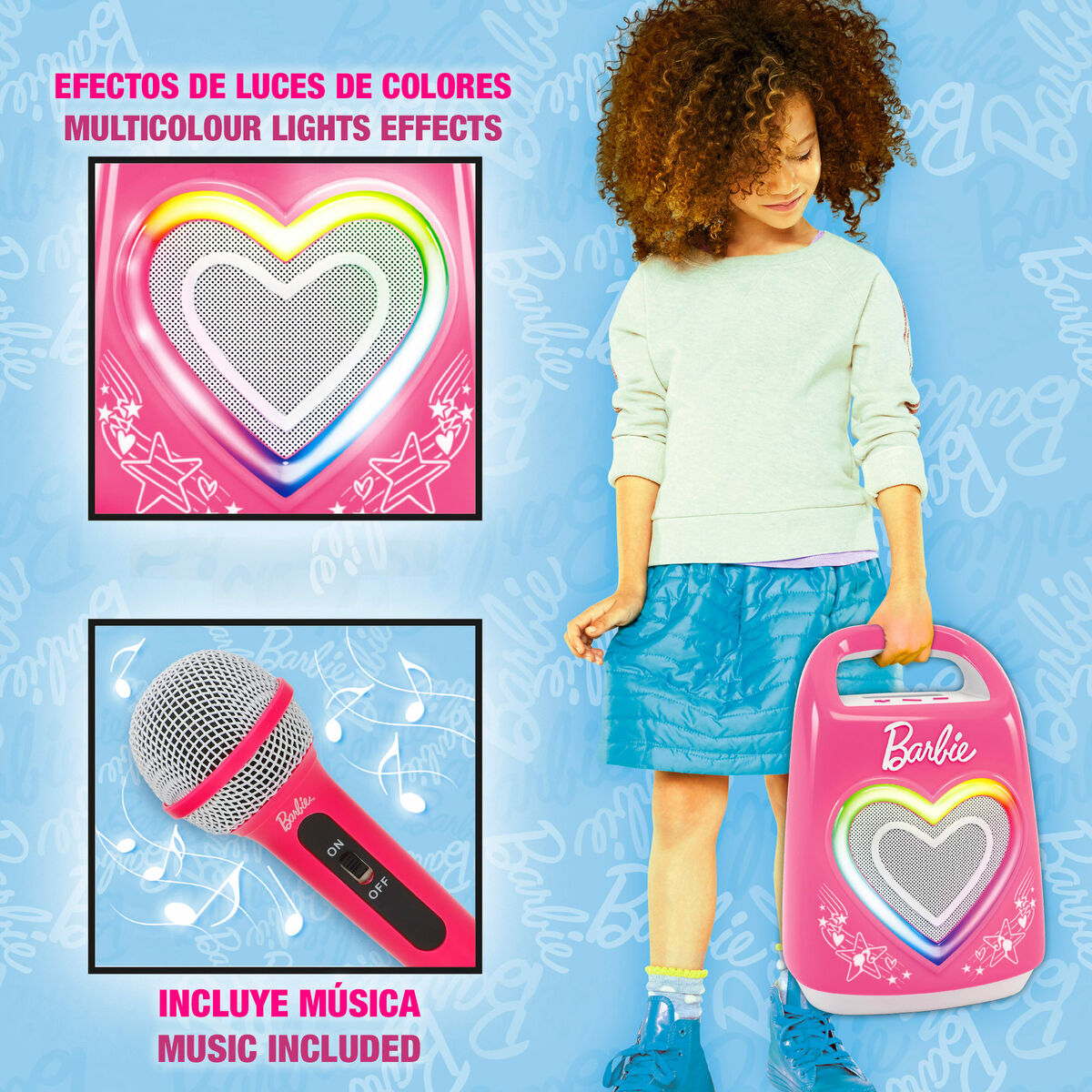 Microfon Karaoke Barbie - Jucarii si jocuri, Instrumente muzicale pentru copii