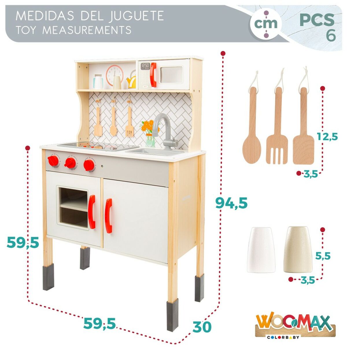 Bucătărie de Jucărie Woomax 59,5 x 94,5 x 30 cm - Jucarii si jocuri, Imitații de jocuri