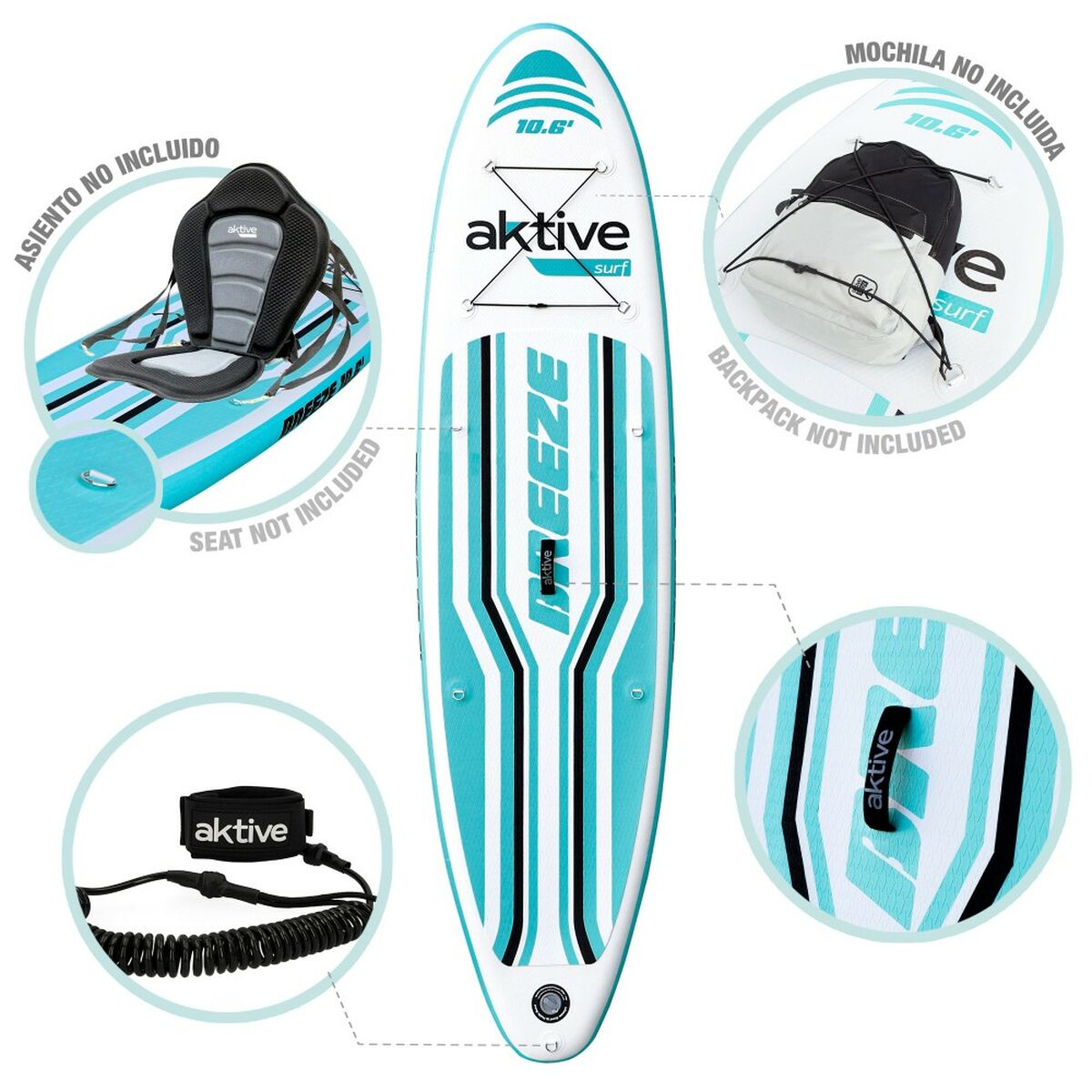 Placă gonflabilă de paddle surf cu accesorii Aktive - Sport și în aer liber, Sporturi acvatice