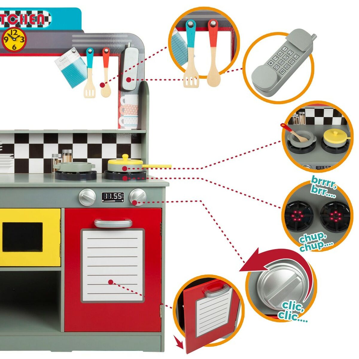 Bucătărie de Jucărie Play & Learn Retro 90 x 104 x 58 cm - Jucarii si jocuri, Imitații de jocuri