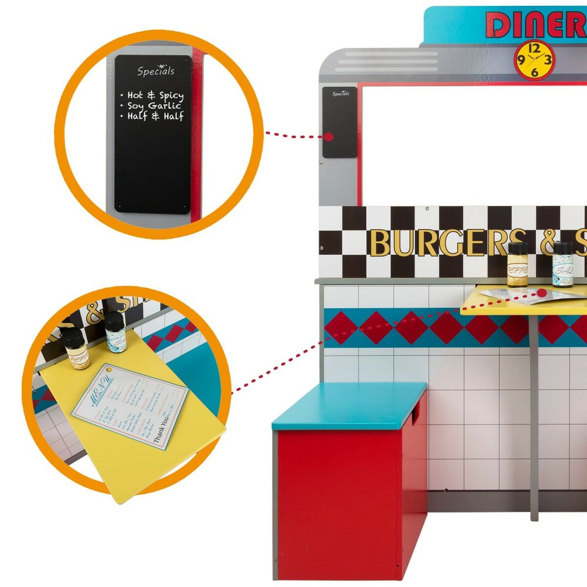 Bucătărie de Jucărie Play & Learn Retro 90 x 104 x 58 cm - Jucarii si jocuri, Imitații de jocuri