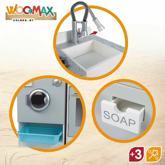 Bucătărie de Jucărie Woomax Lemn 9 Piese 105 x 30 x 95 cm - Jucarii si jocuri, Imitații de jocuri