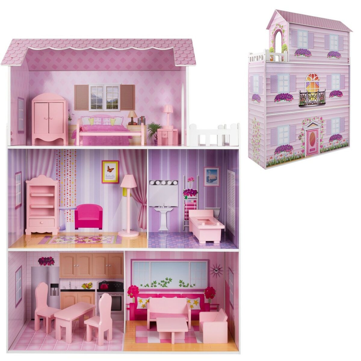 Casă de păpuși Play & Learn 14 Piese 80 x 112 x 31 cm - Jucarii si jocuri, Păpuși și accesorii