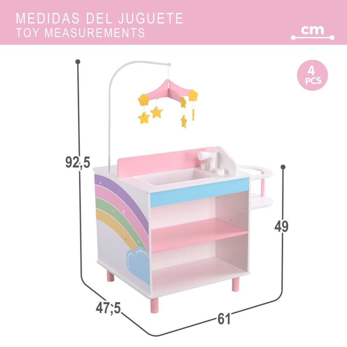 Masă de Schimbat Hainele Păpușilor Teamson 4 Piese 61 x 92,5 x 47,5 cm - Jucarii si jocuri, Păpuși și accesorii