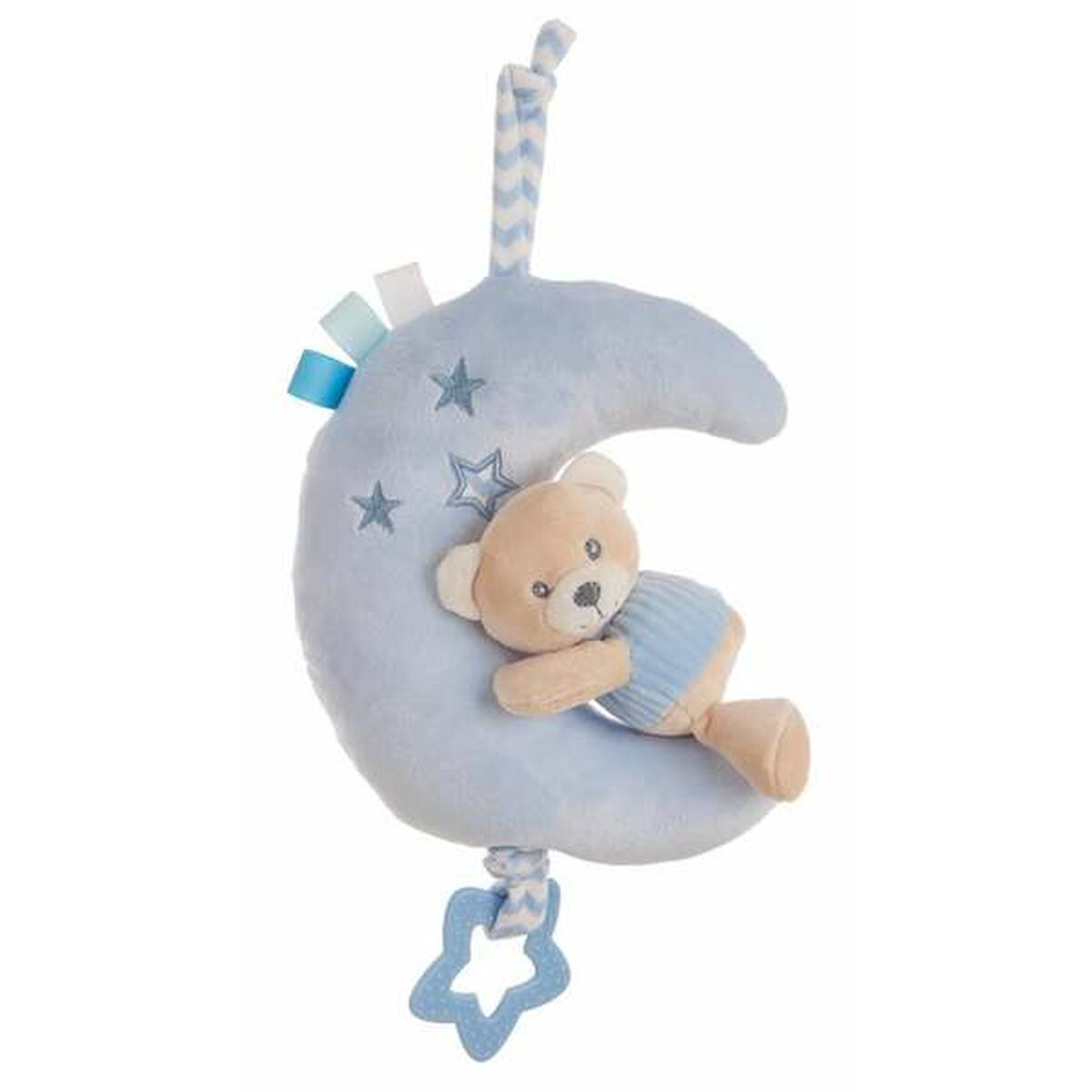 Jucărie din Pluș cu Zornăitoare Albastru Urs Lună Кадифе 25 cm 25cm - Bebelus, Jucăriile copilăriei timpurii