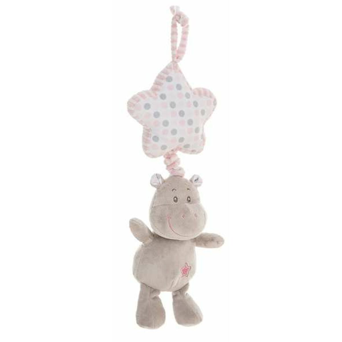 Jucărie din Pluș cu Zornăitoare Hipopotam 35 cm Roz - Bebelus, Jucăriile copilăriei timpurii