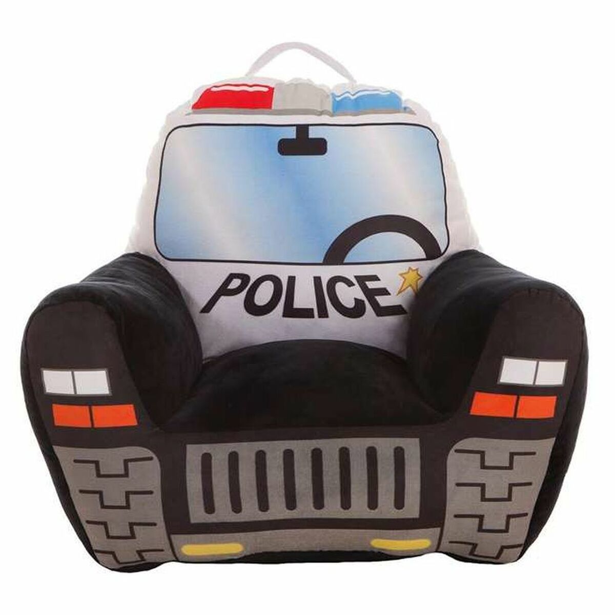 Fotoliu pentru copii Mașină de poliție 52 x 48 x 51 cm Negru Acrilic (52 x 48 x 51 cm) - Bebelus, Dormitor