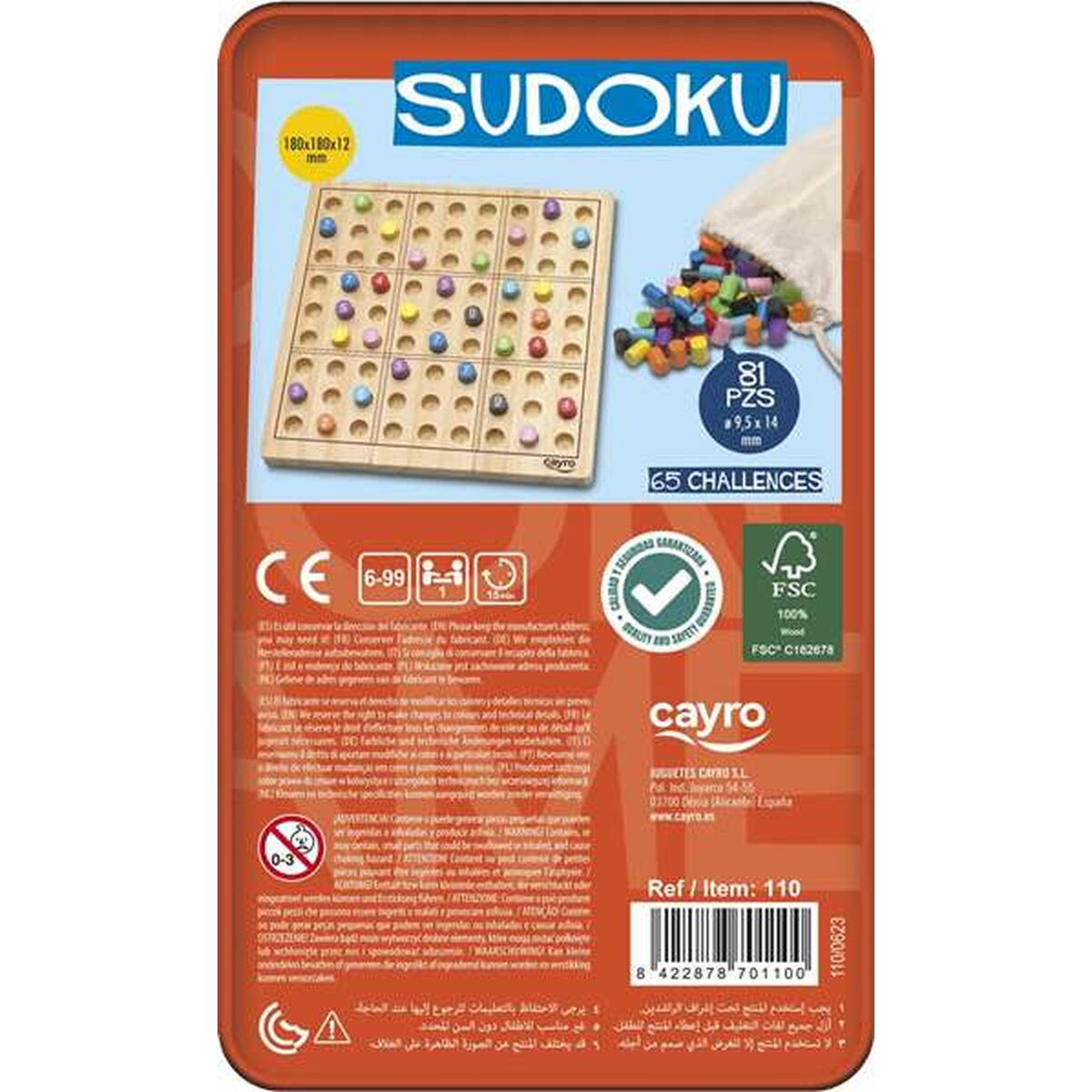 Sudoku Cayro 18 x 18 x 1,2 cm 81 Piese - Jucarii si jocuri, Jocuri și accesorii