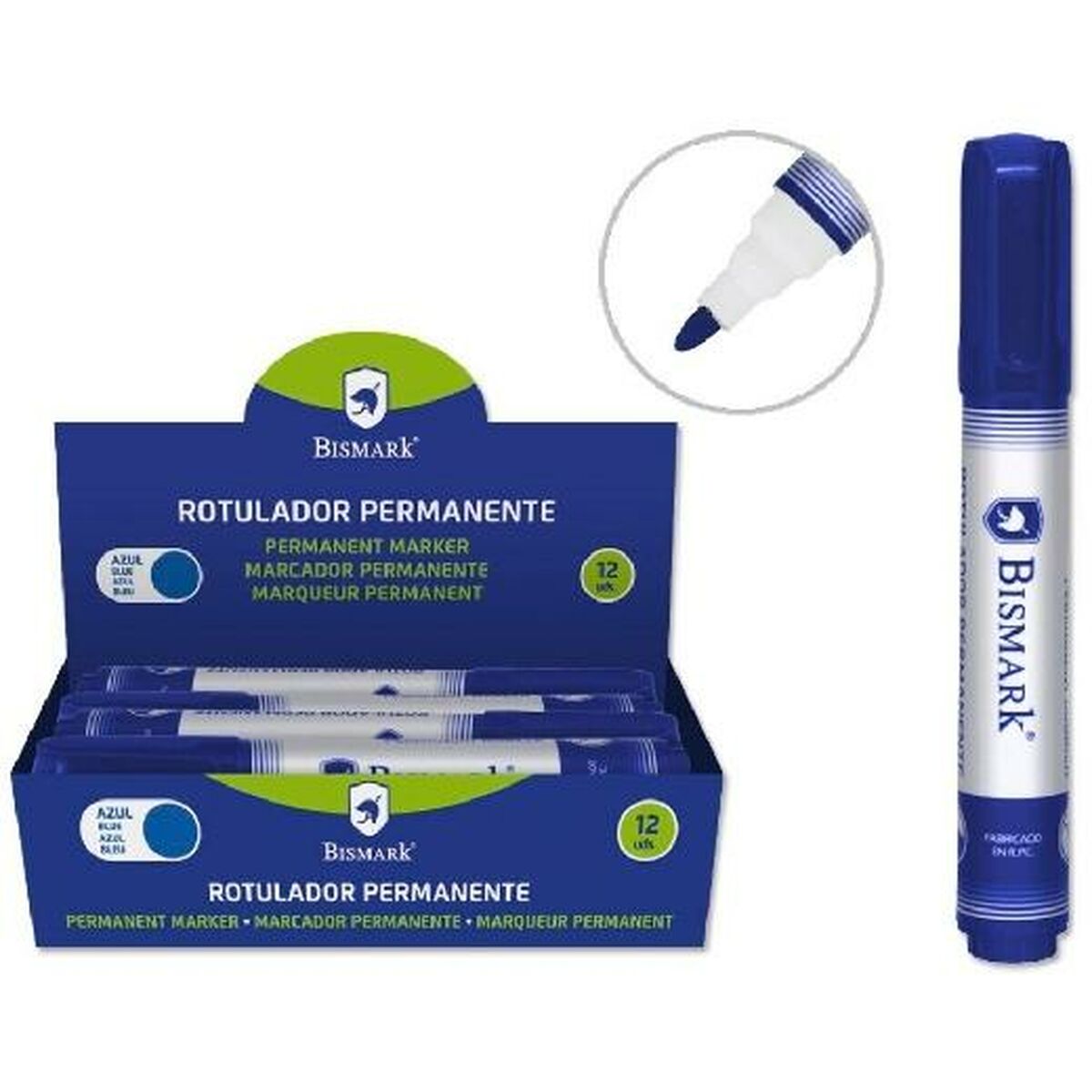 Marker permanent Bismark Albastru 1,5 mm (12 Unități) - Birou și papetărie, Pixuri, creioane și articole de scris