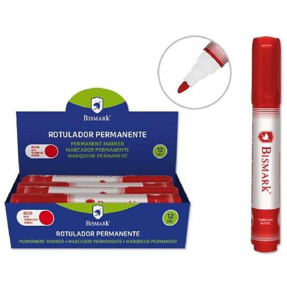 Marker permanent Bismark Roșu 1,5 mm (12 Unități) - Birou și papetărie, Pixuri, creioane și articole de scris