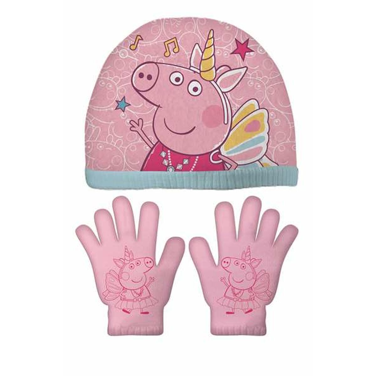 Căciulă și Mănuși Peppa Pig Cosy Corner Roz Albastru deschis 48-51 cm - Îmbrăcăminte, Fetiță