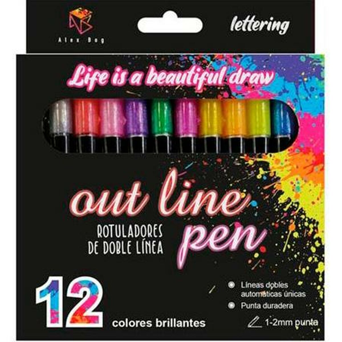 Set de Carioci Alex Bog Outliner Multicolor 12 Piese Plăcintă - Birou și papetărie, Pixuri, creioane și articole de scris