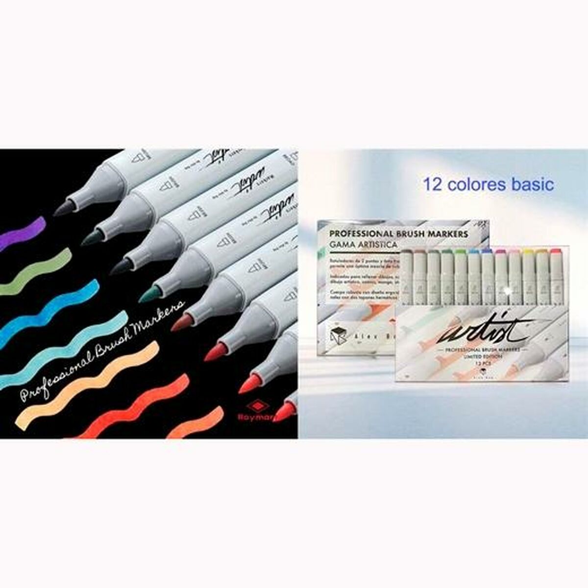 Carioci Alex Bog Professional Multicolor 12 Piese Cu două capete - Birou și papetărie, Pixuri, creioane și articole de scris