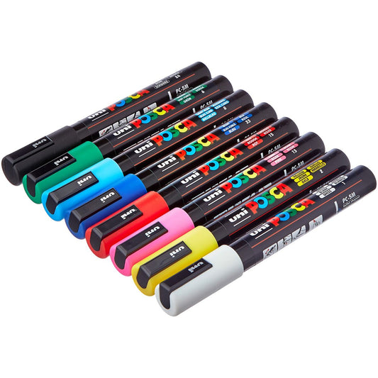 Set de Carioci Uni-Ball POSCA Basic PC-5M Multicolor 8 Piese (8 Unități) - Birou și papetărie, Pixuri, creioane și articole de scris