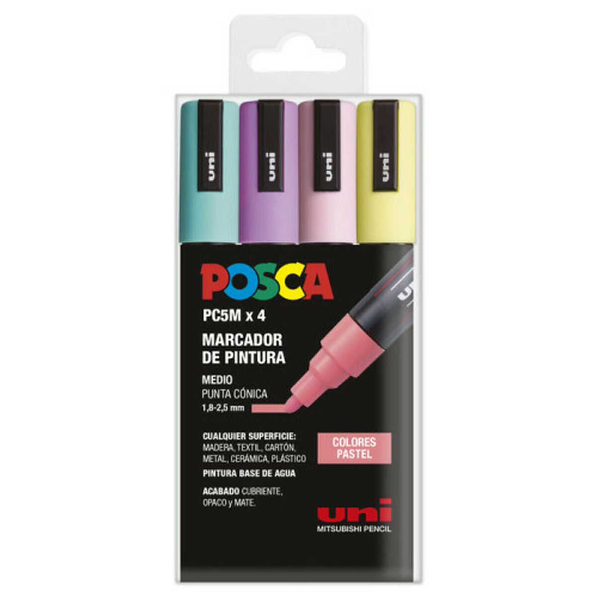 Marcaj de vopsea acrilică POSCA PC-5M Plăcintă 1,8-2,5 mm 4 Unități - Birou și papetărie, Pixuri, creioane și articole de scris