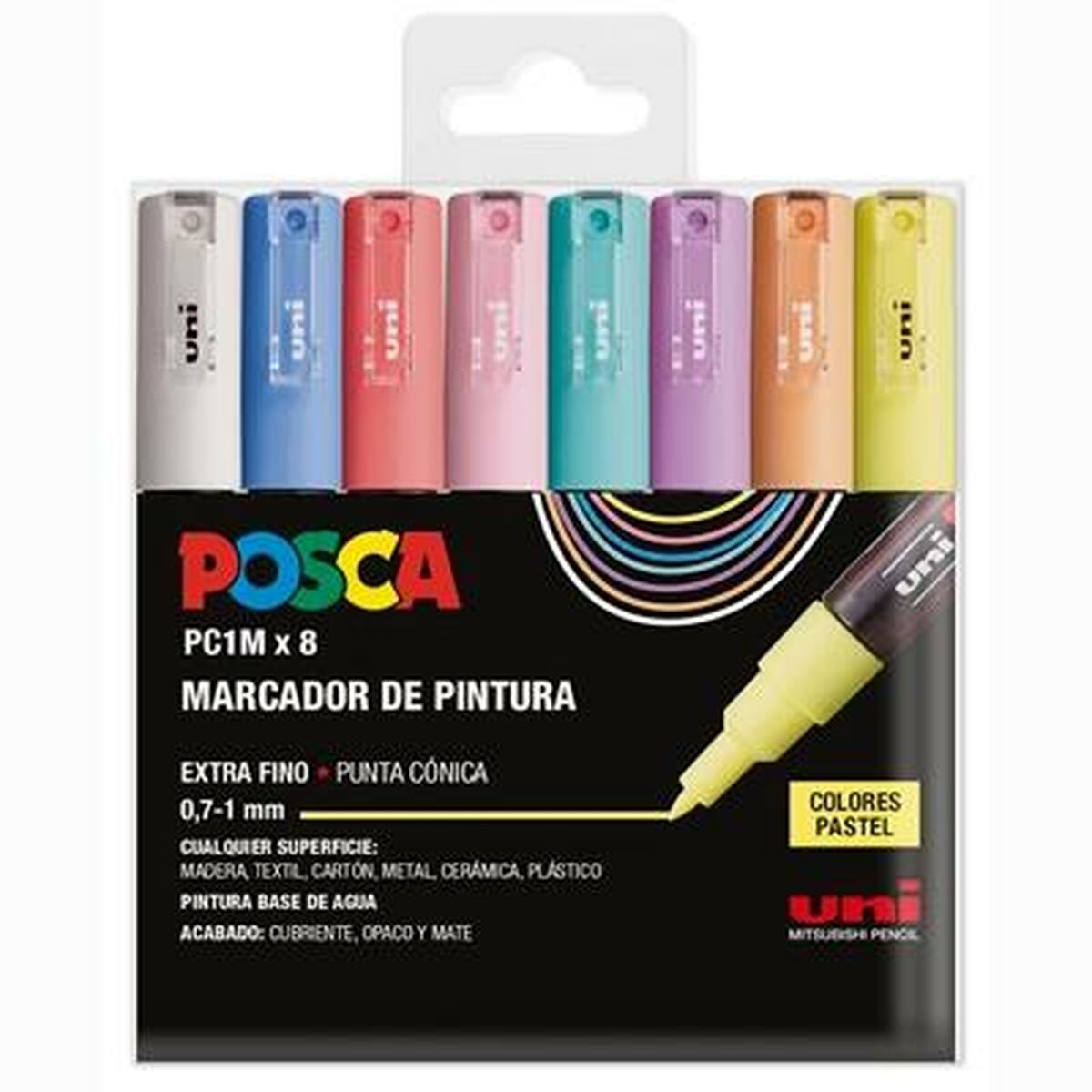Marcaj de vopsea acrilică POSCA PC-1M/8C Plăcintă 0,9-1,3 mm 8 Piese - Birou și papetărie, Pixuri, creioane și articole de scris