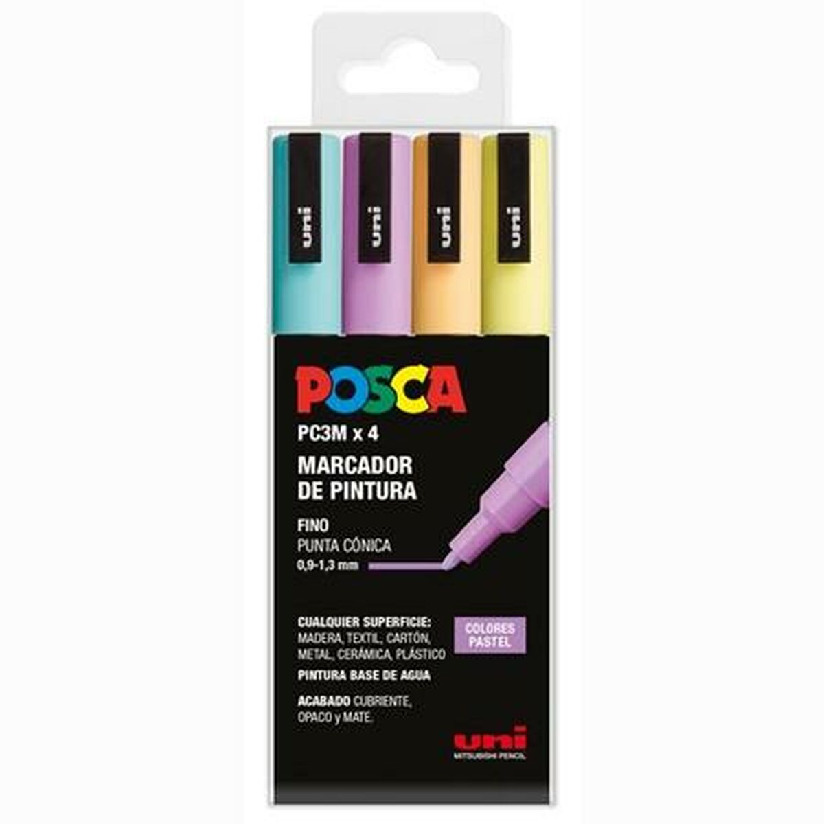 Marcaj de vopsea acrilică POSCA PC-3M/4C Plăcintă 0,9-1,3 mm 4 Piese - Birou și papetărie, Pixuri, creioane și articole de scris