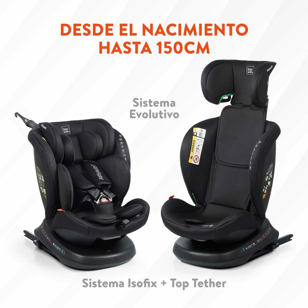 Scaun Auto Babyauto RODIA Negru 0 (de 0 a 10 kilos) I (9 - 18 kg) II (15-25 kg) III (22 - 36 kg) Infantil ECE R129/04 - Bebelus, Scaune auto și accesorii