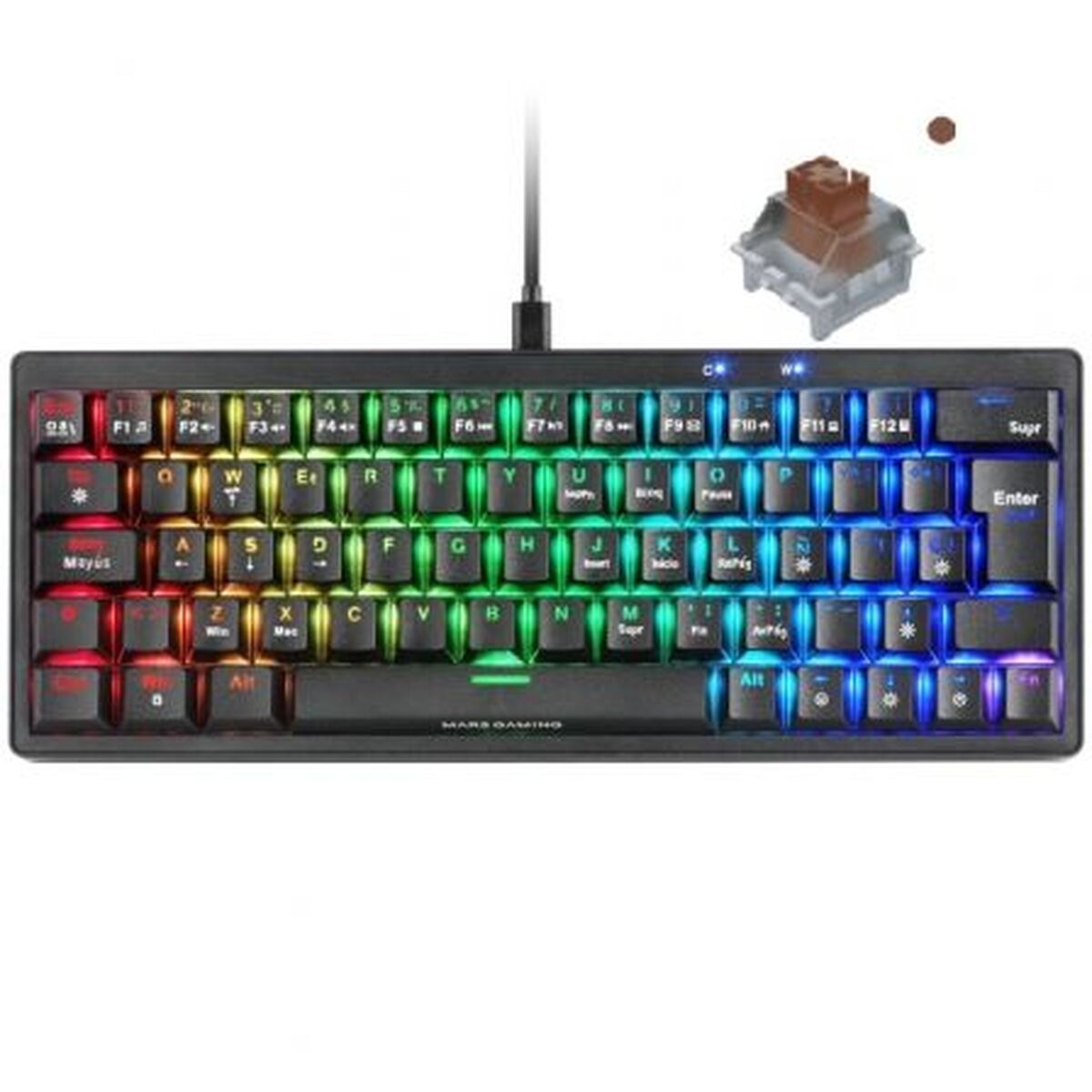 Tastatură Gaming Mars Gaming MKMINIPROBRES Negru Qwerty US - Tehnică de calcul, Accesorii