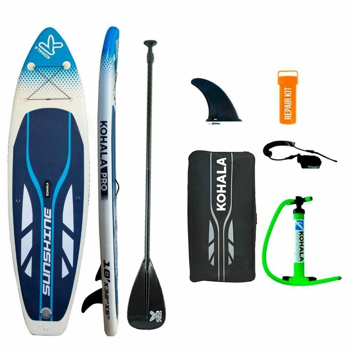 Placă gonflabilă de paddle surf cu accesorii Kohala Sunshine Alb (305 x 81 x 12 cm) - Sport și în aer liber, Sporturi acvatice