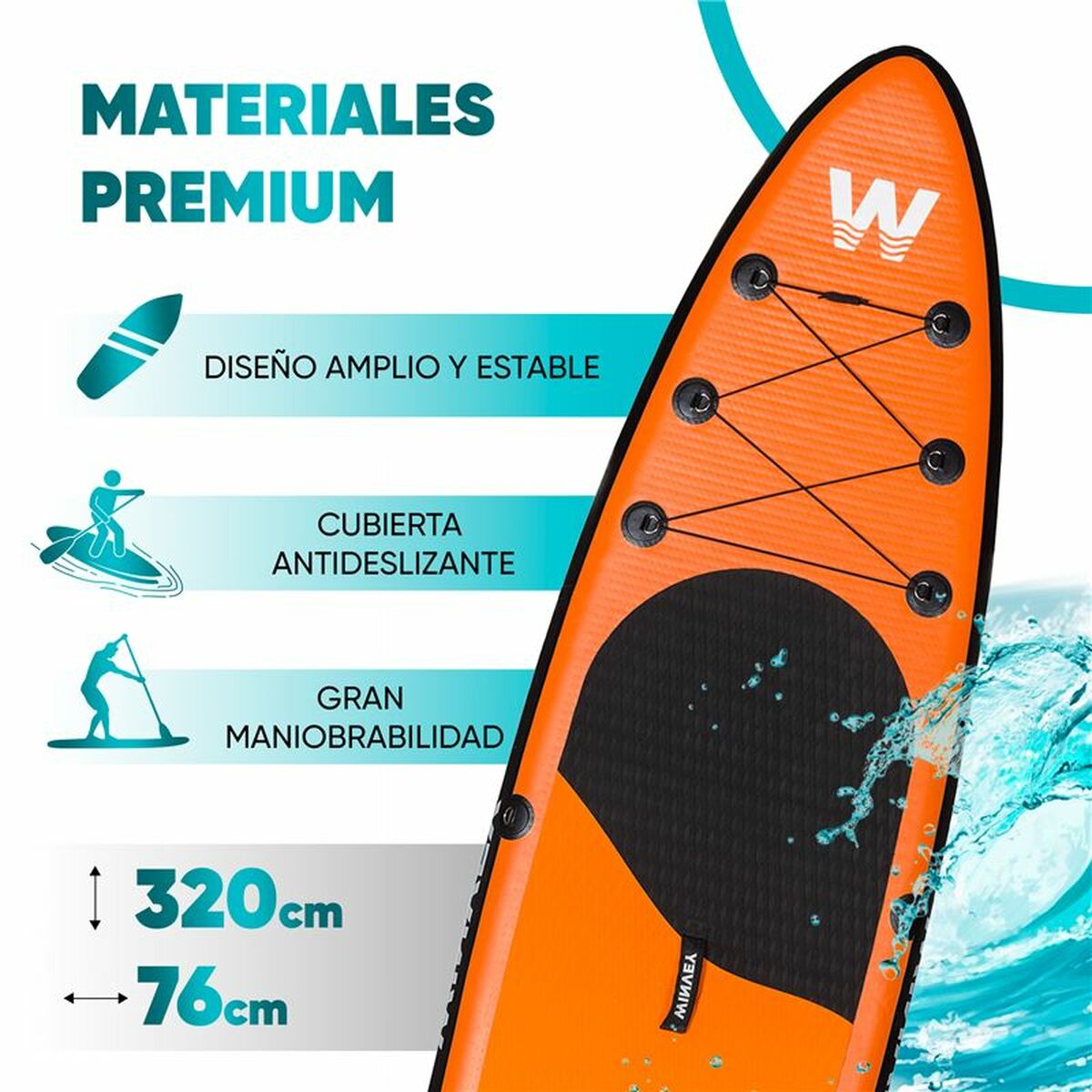 Placă gonflabilă de paddle surf cu accesorii Winvey SUP-O Portocaliu - Sport și în aer liber, Sporturi acvatice