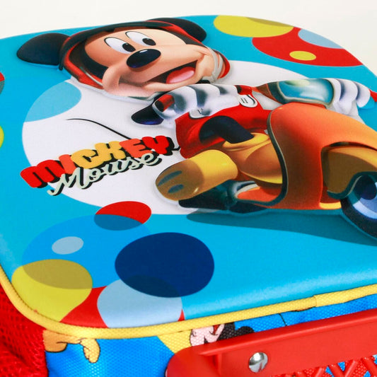 Ghiozdan 3D cu Roți Mickey Mouse Scooter Albastru Roșu 26 x 13 x 34 cm - Birou și papetărie, Material școlar și educațional