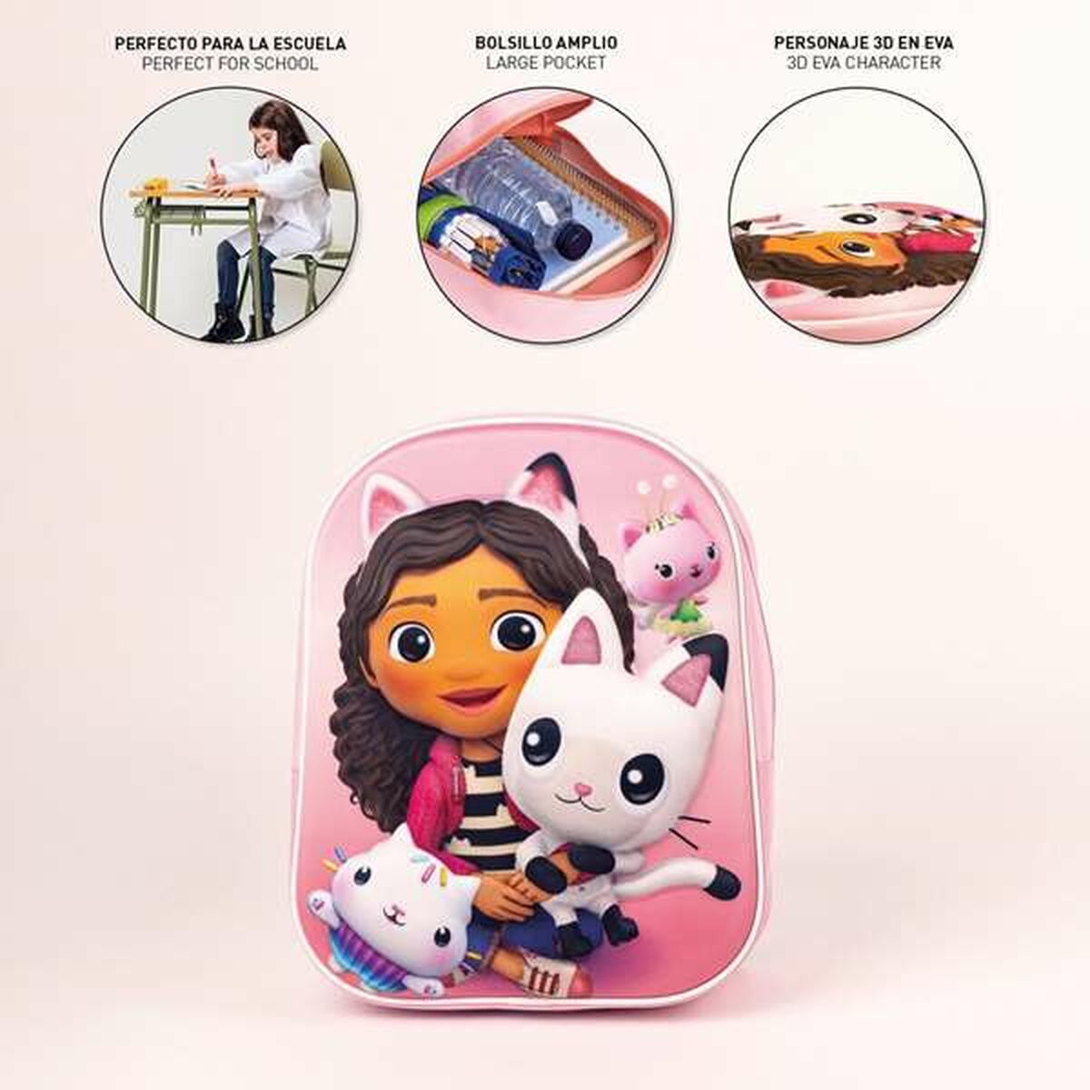 Ghiozdan Gabby's Dollhouse Roz 25 x 31 x 10 cm - Birou și papetărie, Material școlar și educațional