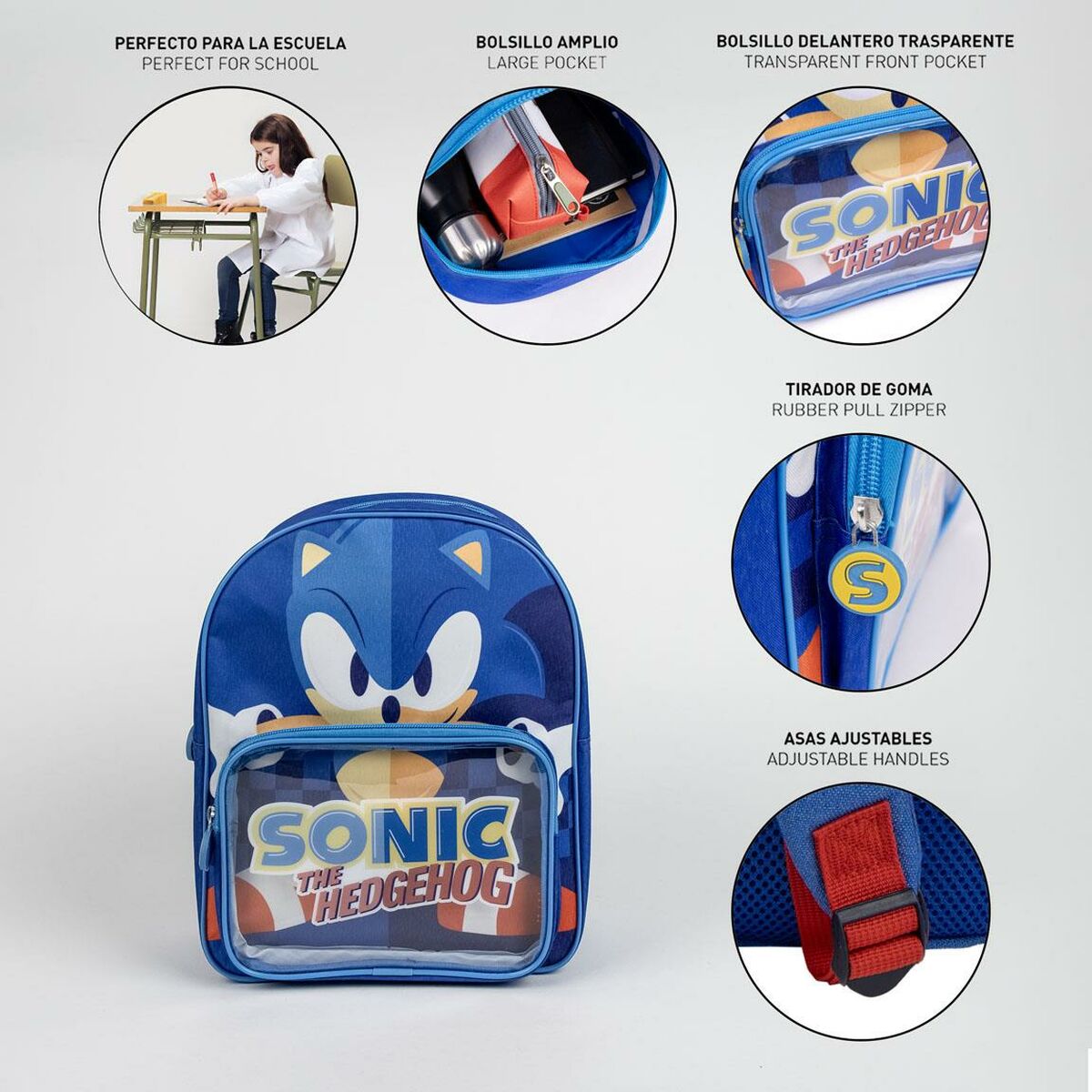 Ghiozdan Sonic Albastru 25 x 3 x 12 cm - Birou și papetărie, Material școlar și educațional
