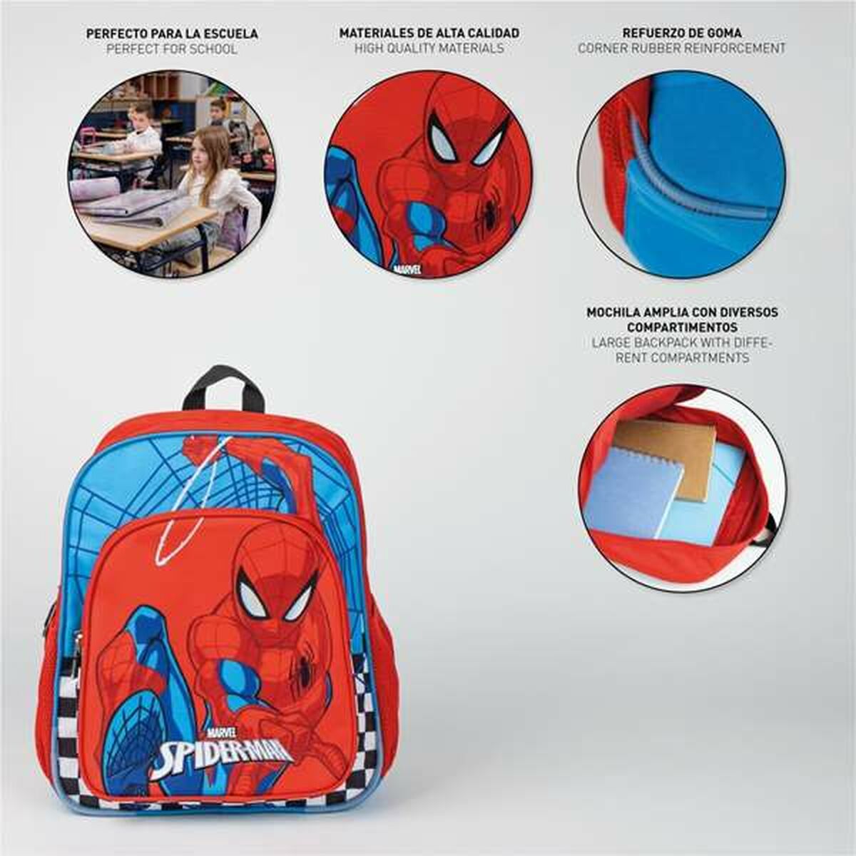 Ghiozdan Spider-Man Roșu 31 x 12 x 38 cm - Birou și papetărie, Material școlar și educațional