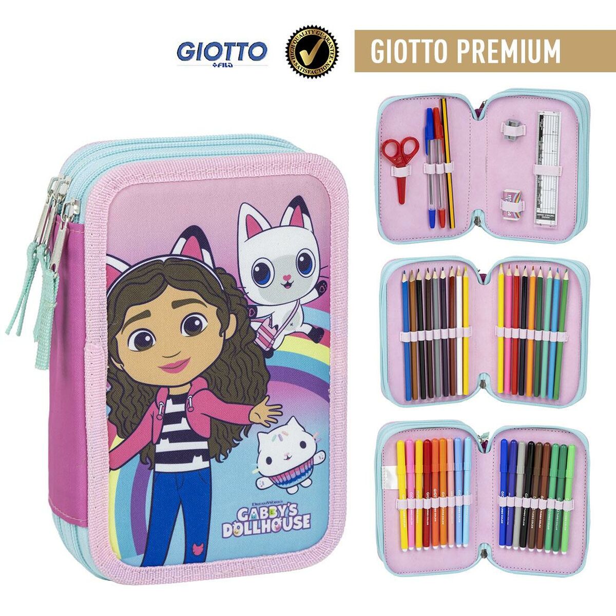 Penar Triplu Gabby's Dollhouse Roz 12,5 x 6,5 x 19,5 cm - Birou și papetărie, Material școlar și educațional