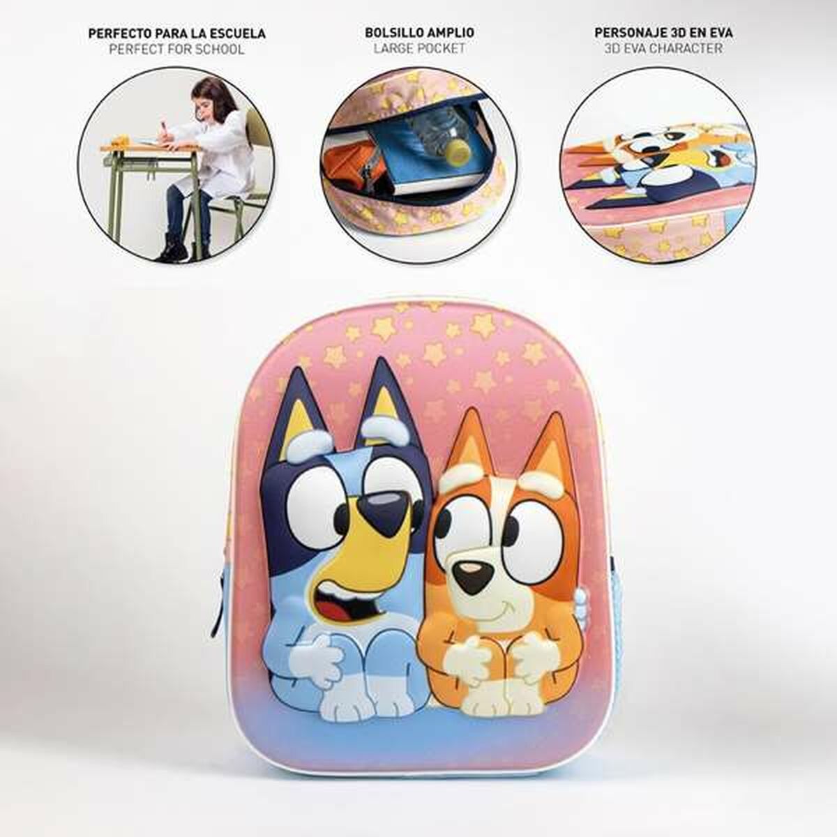 Ghiozdan 3D Bluey Roz 25,0 x 31,0 x 10,0 cm - Birou și papetărie, Material școlar și educațional