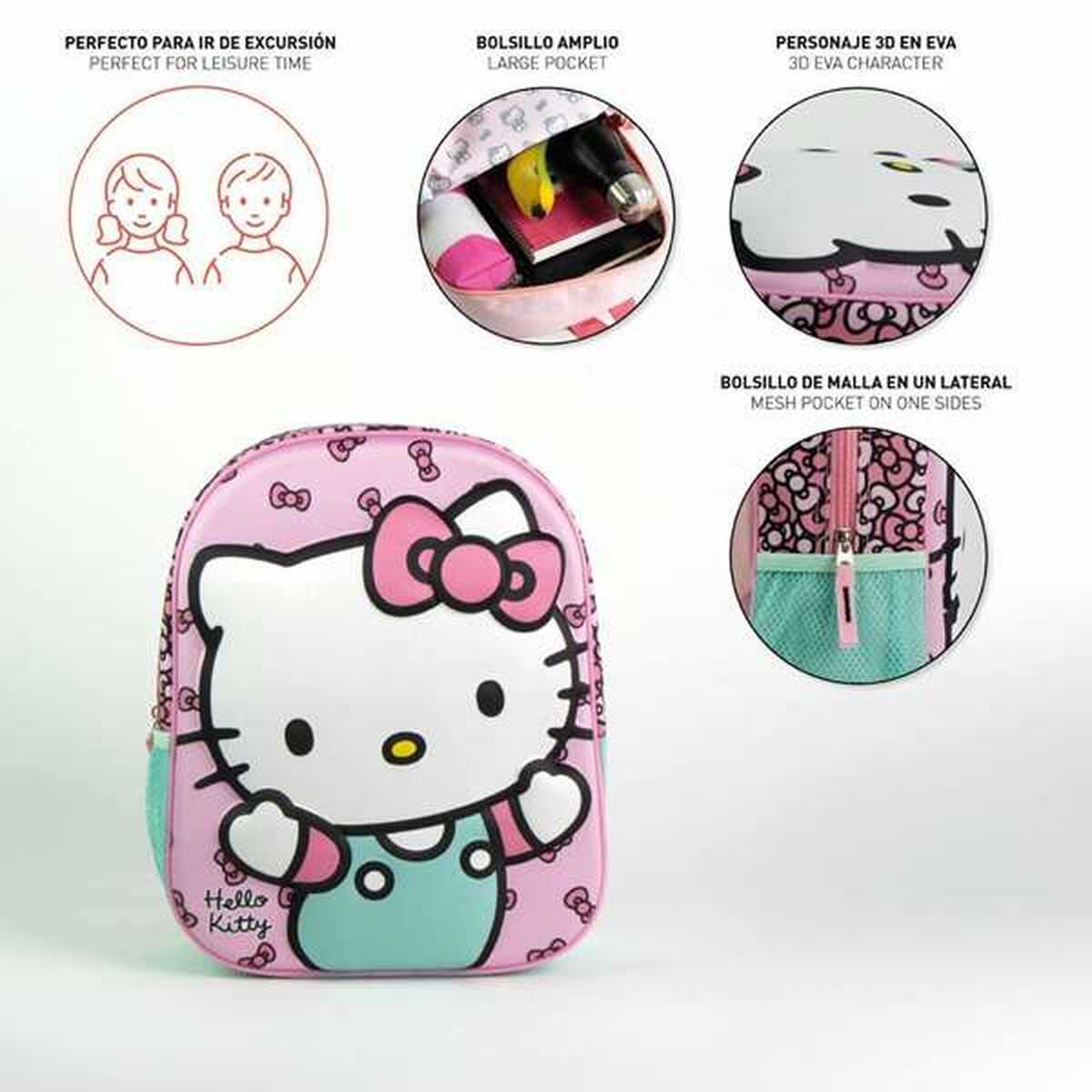 Ghiozdan Hello Kitty Roz 25,0 x 31,0 x 10,0 cm - Birou și papetărie, Material școlar și educațional