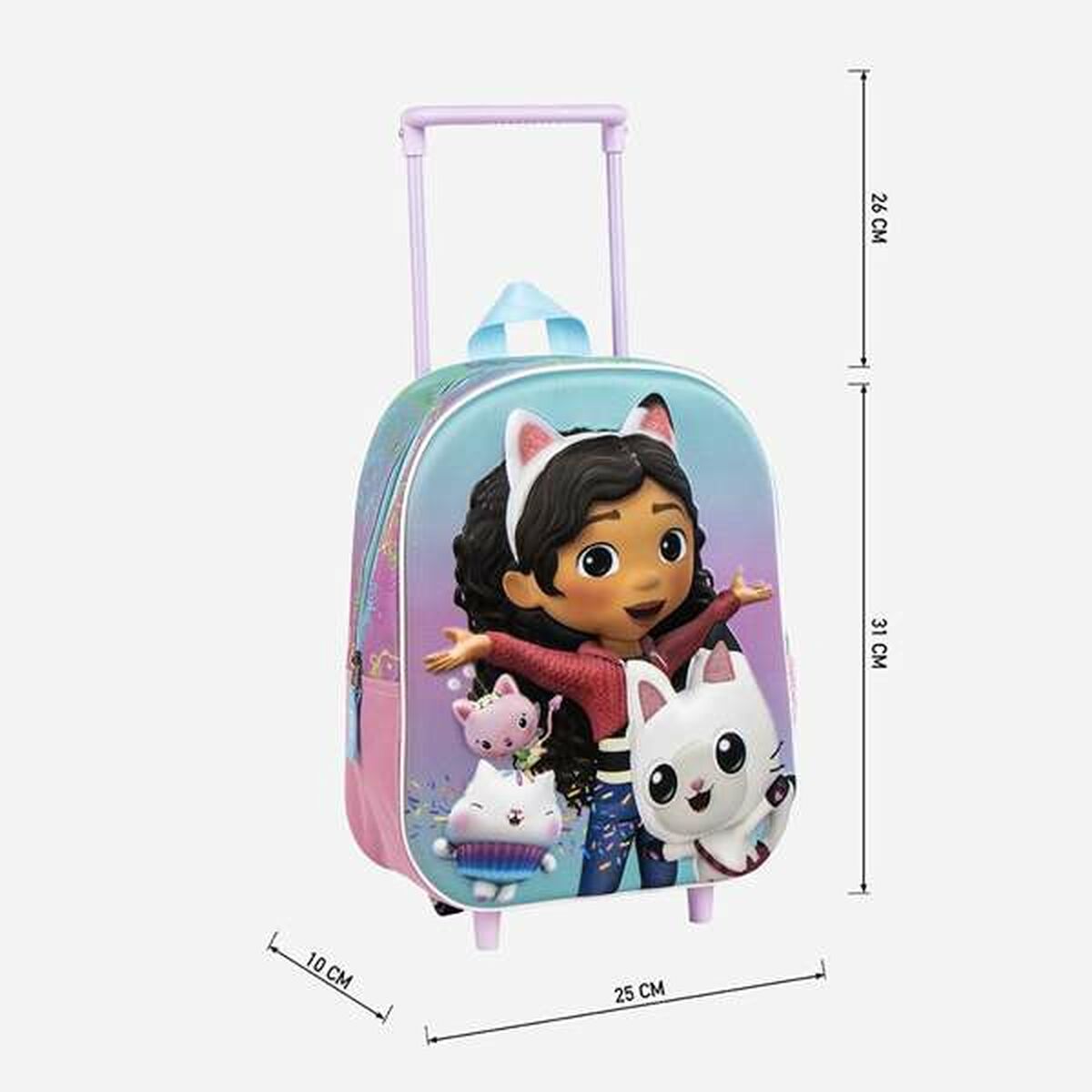 Ghiozdan 3D cu Roți Gabby's Dollhouse Roz 25,0 x 31,0 x 10,0 cm - Birou și papetărie, Material școlar și educațional